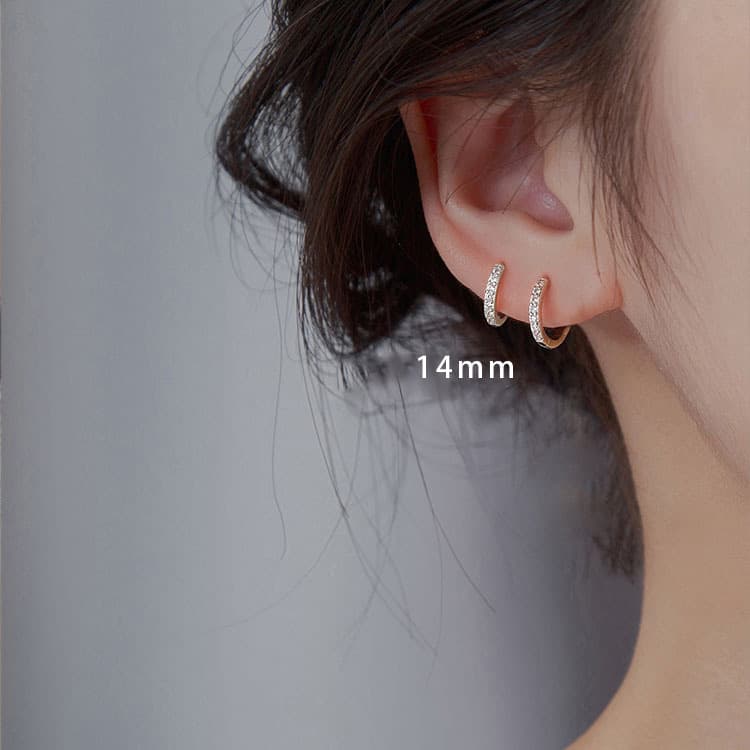 High-End Sense Hoop S Silver Needle Shiny Light Luxury Ear Buckle Temperament Trendy Women's Sweet Inlaid Diamond Circle