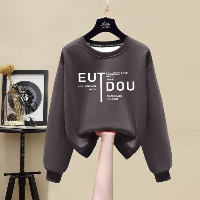 Women's Casual Hoodie Soft Cotton Fleece Lined Oversized Pullover Sweatshirt With Minimalist Print