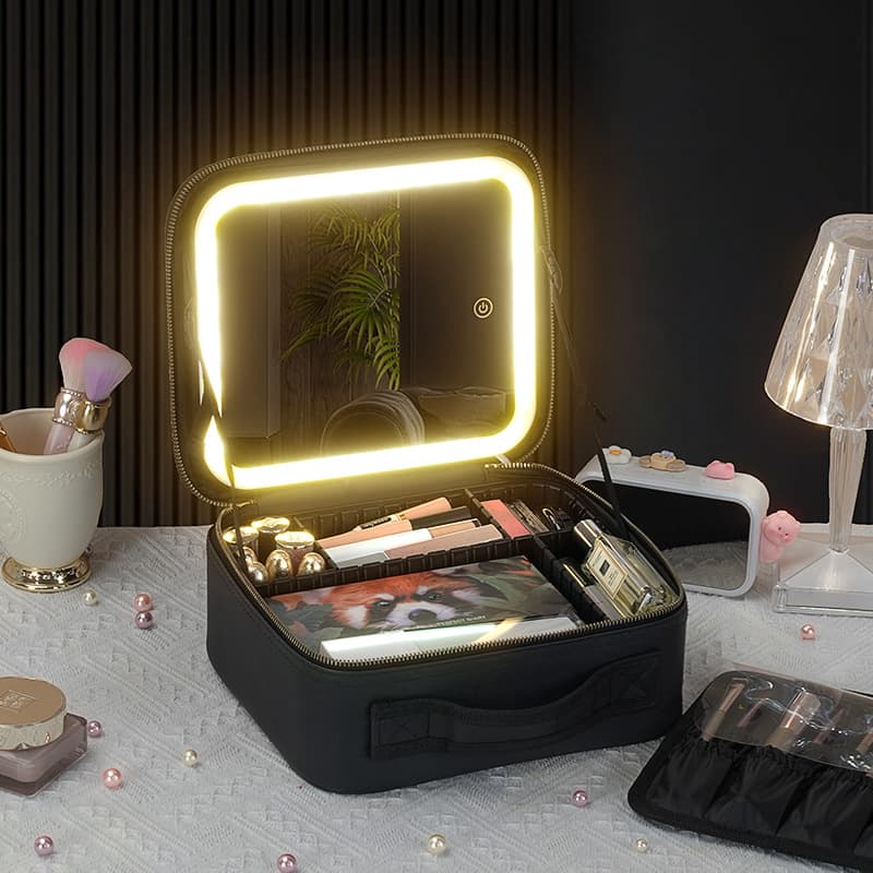 Professional LED Vanity Case - Large Makeup Bag With Mirror & Lights, Portable Cosmetic Organizer For Artists