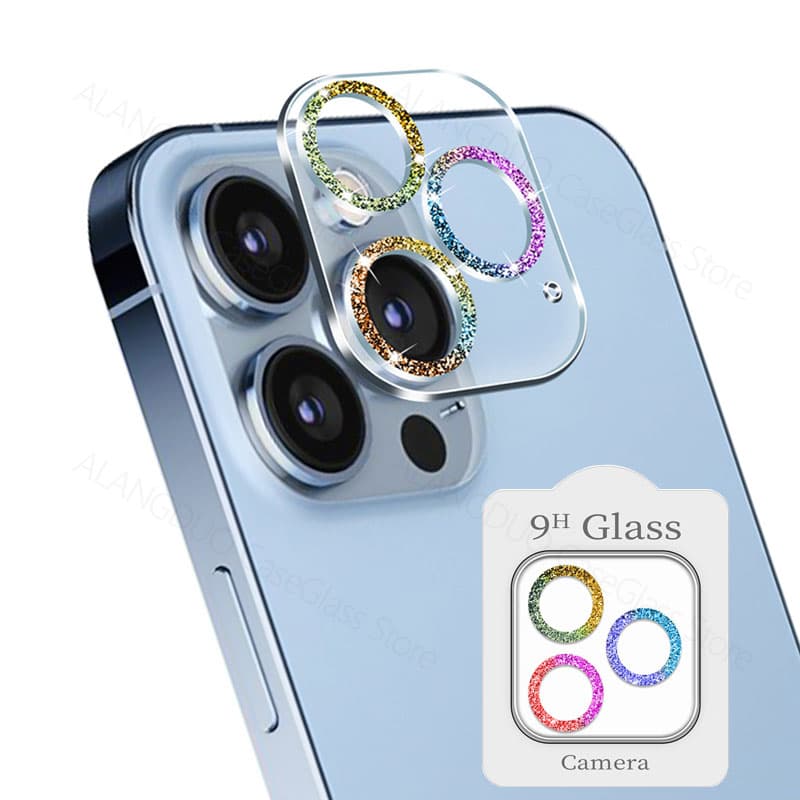 Camera Lens Tempered Glass For iPhone 11 12 13 Pro Max Screen Protector On For iPhone 12 11 13 mini Glitter Camera Prote