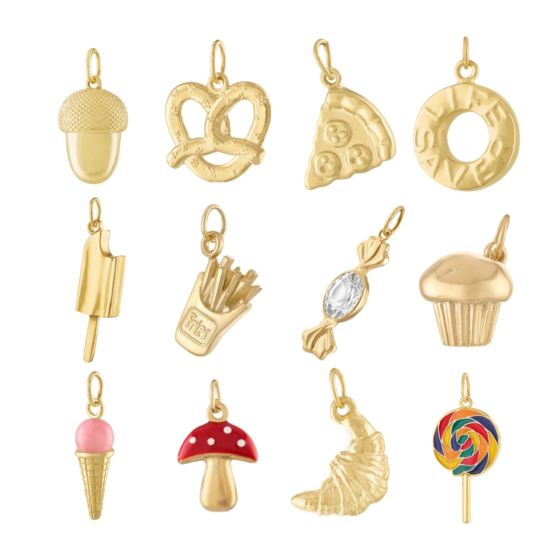 Dessert Pendant Set Food-Shaped Charms DIY Gold Plated Stainless Steel Jewelry With Chain Options For Women