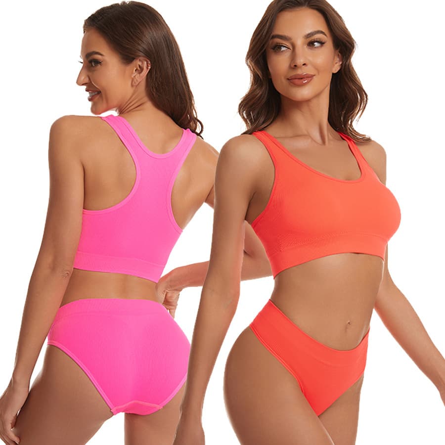 New Type H-shaped Sports Bra Triangle Pants Set Seamless Thread Back Girls' Underwear