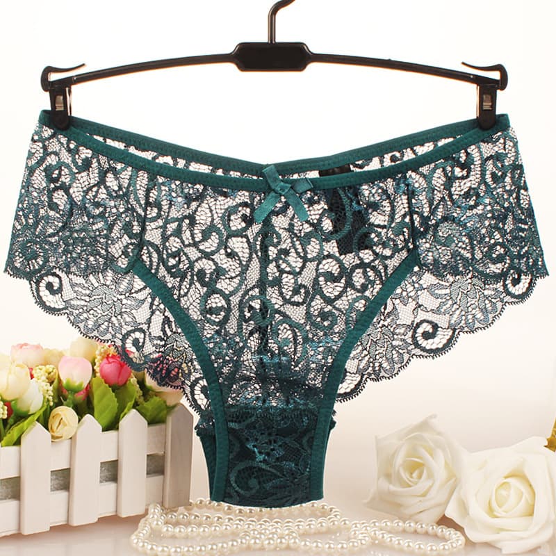 2025d Seamless Sexy Lace Hollow Mid-Waist Plus Size Women's Cotton Panties