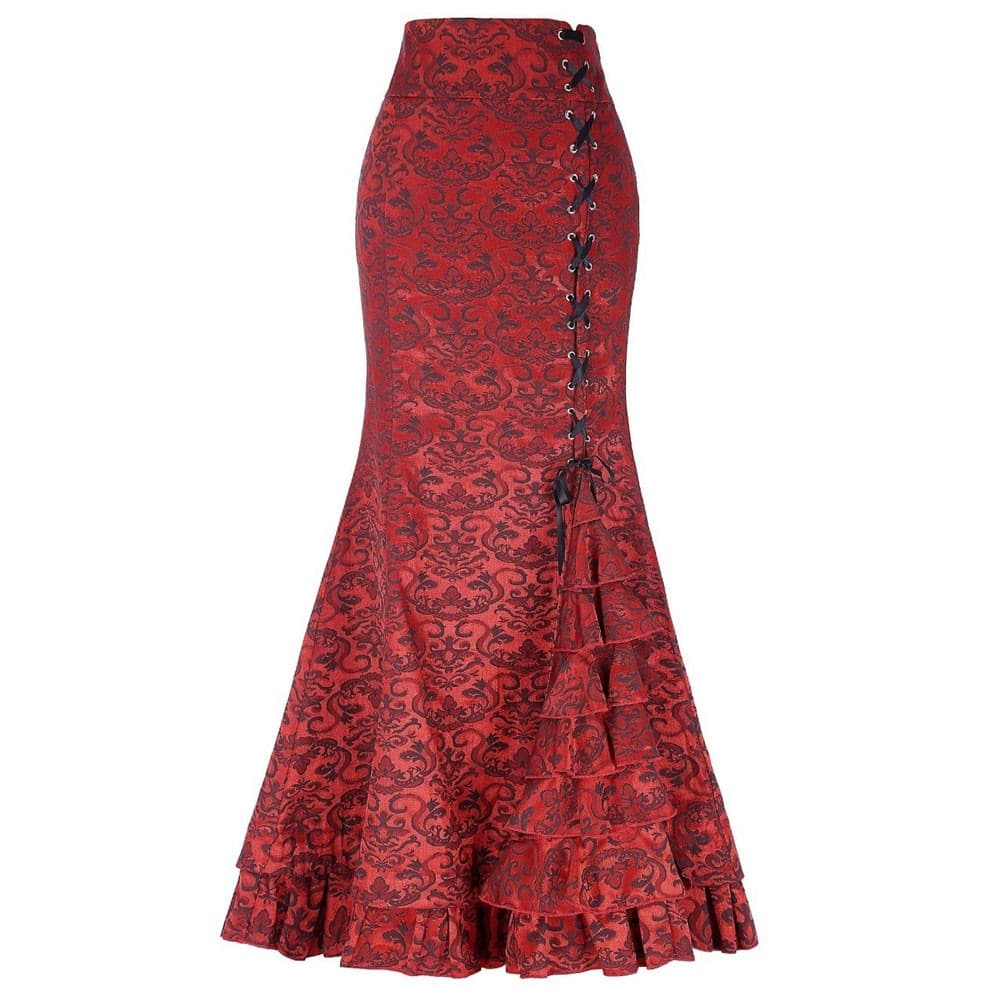 hot selling Vintage Women Trumpet Mermaid Skirts Gothic Long Steampunk Maxi Fishtail Victorian Ladies Retro Bandage Skirt 2024