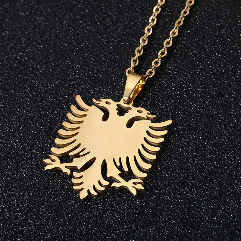 Jewelry Hot Selling Albania Eagle Map Pendant Necklace Unisex Stainless Steel Necklace Jewelry