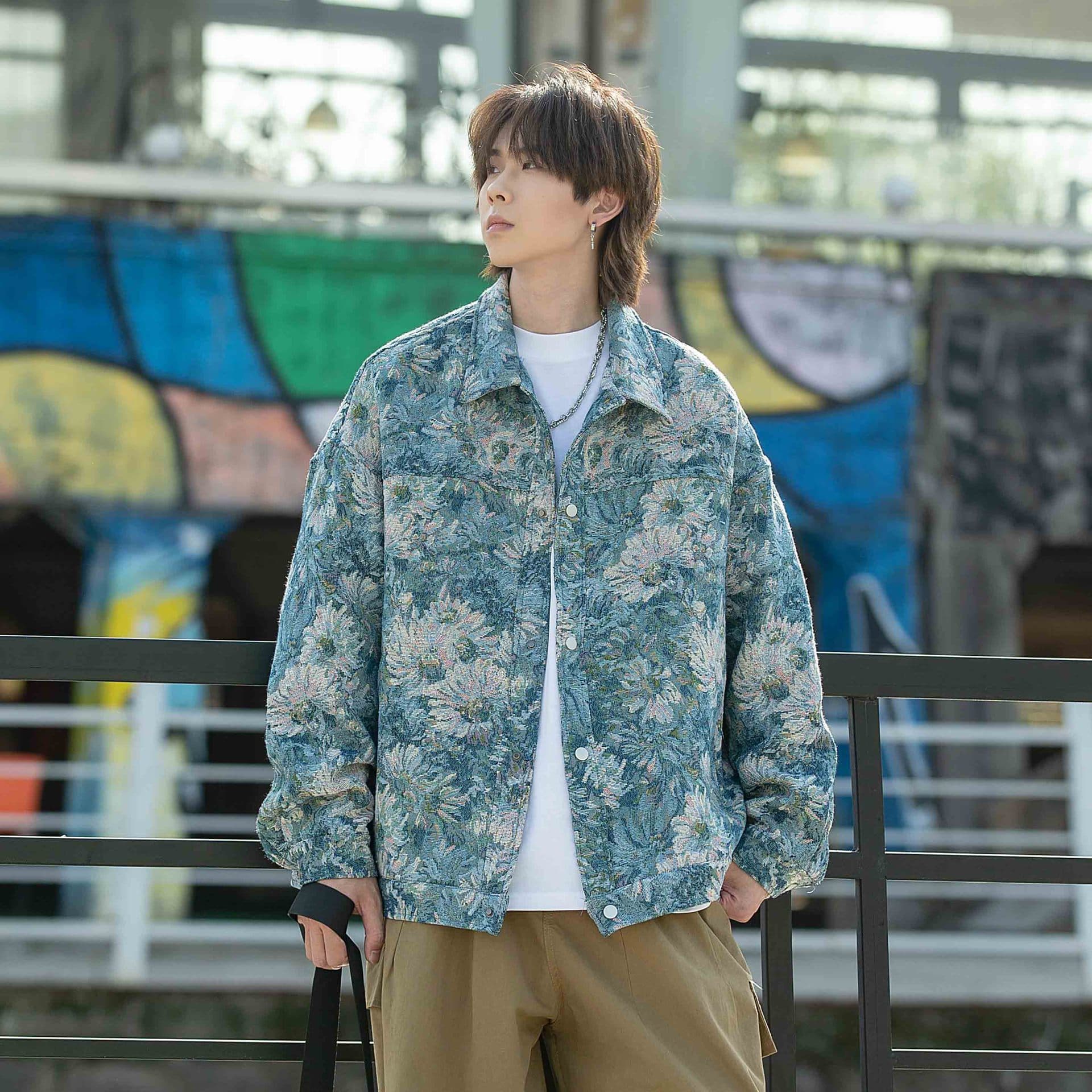 New Jacquard Cowboy Jacket for Men's Spring and Autumn Work Clothes, Rascal and Handsome, Street Explosion Large, Casual Men's Wear