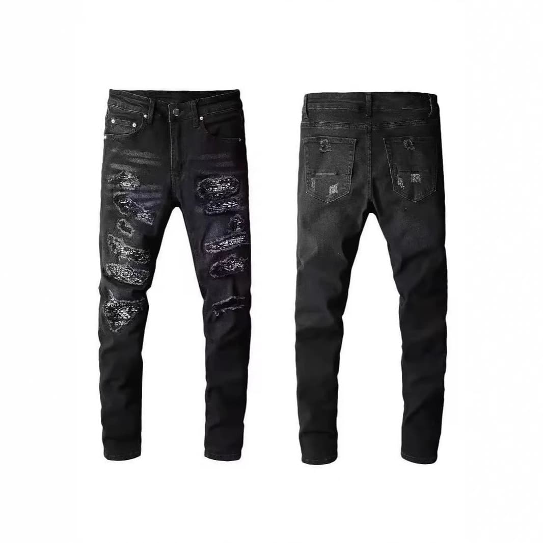 Men's Clothing Street Hip Hop Fashion Skinny Ripped And Distressed Jeans Men's Slim Fit Ripped Distressed Skinny Jeans For Hip Hop Streetwear Fashion