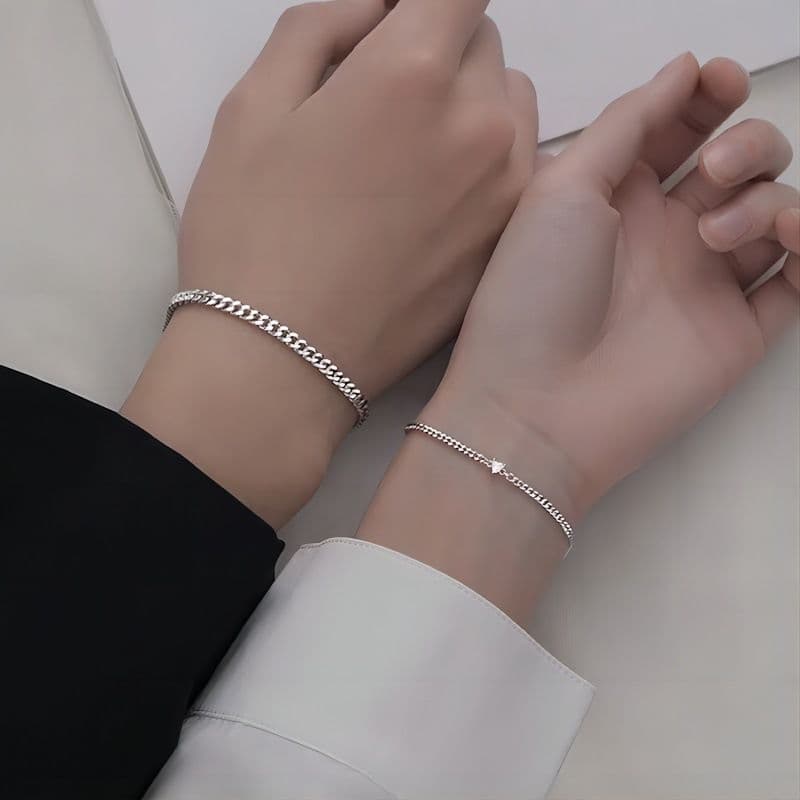 hot-selg Ins Niche Design High-end Stainless Steel Couple Love Bracelet 2-piece Set