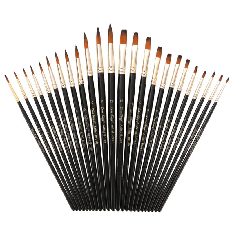 Cross-border 12 nylon wool brush two-color nylon wool brush round front watercolor brush art painting brush