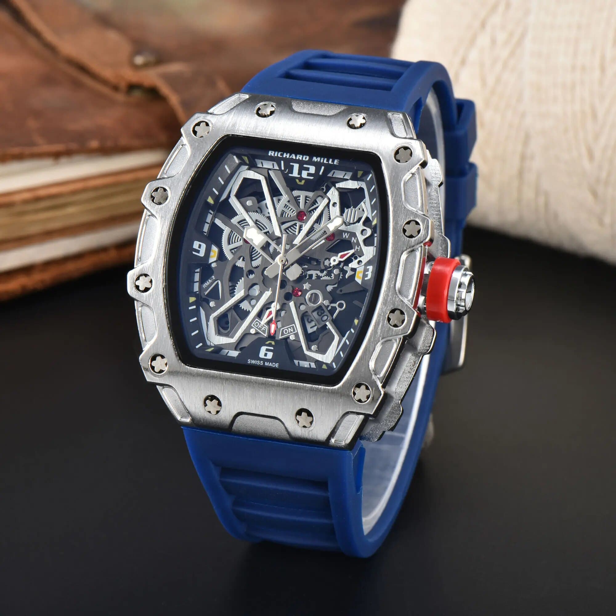 La nouvelle montre chronographe à quartz étanche de la marque de luxe haut de gamme Richard Mille pour hommes, tendance, décontractée, mode, cale