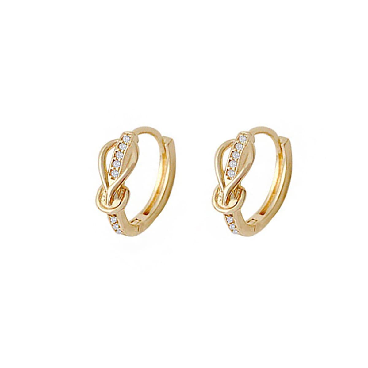 Copper inlaid zircon design simple personality knot geometric versatile earrings ladies fashion earrings gold earrings