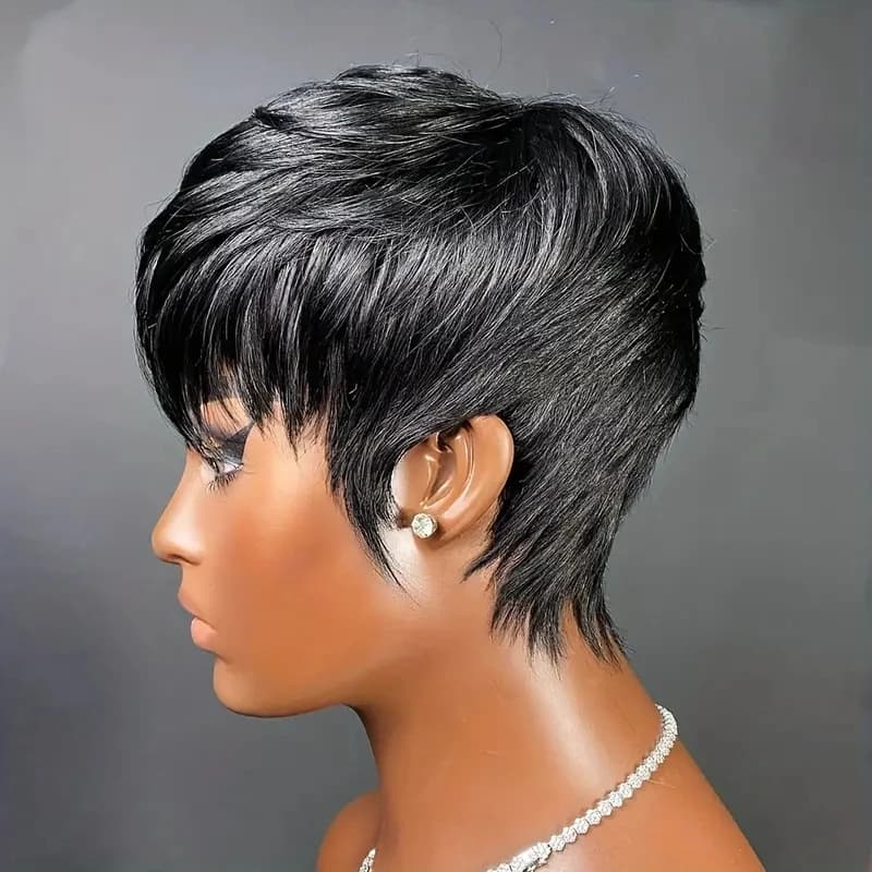 Pixie Human Hair Wig Easy-to-Wear & Natural Fit Chic1B/1B27 Tones for Women Short