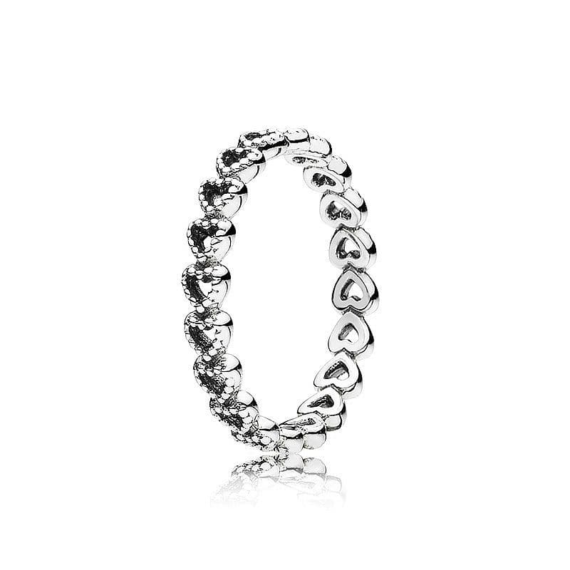 Pan Heart Connected Ring With Love Design, High End Stacking, Sending Girlfriend Fashion Commuting