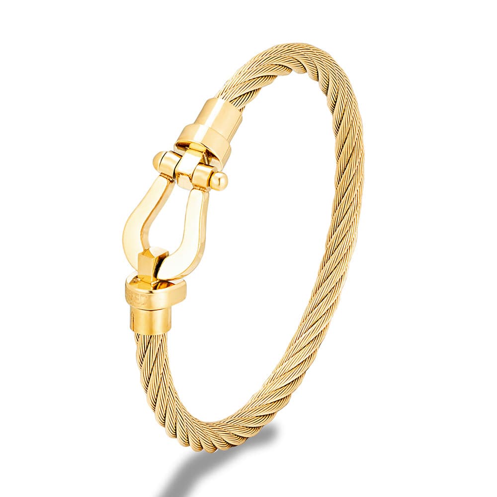 Best-selling In Europe And America, Horseshoe-shaped Magnetic Clasp Stainless Steel Wire DIY Customizable Logo Bracelet,
