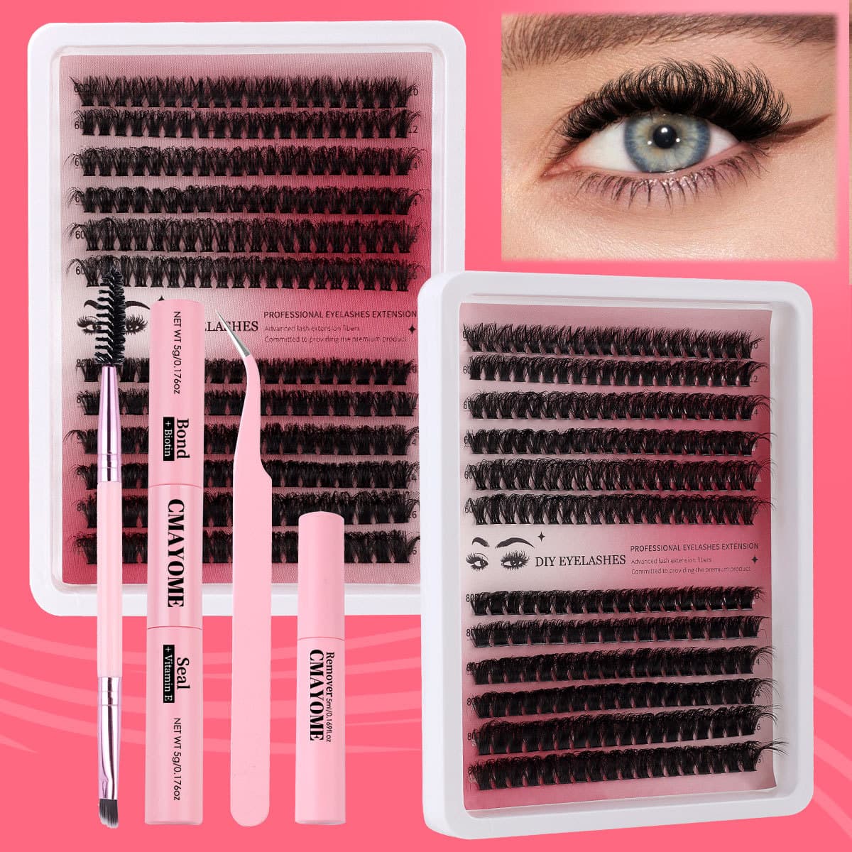 Cross border new 60D100D thick single cluster false eyelashes set 10 16mm curling DIY segmented eyelashes
