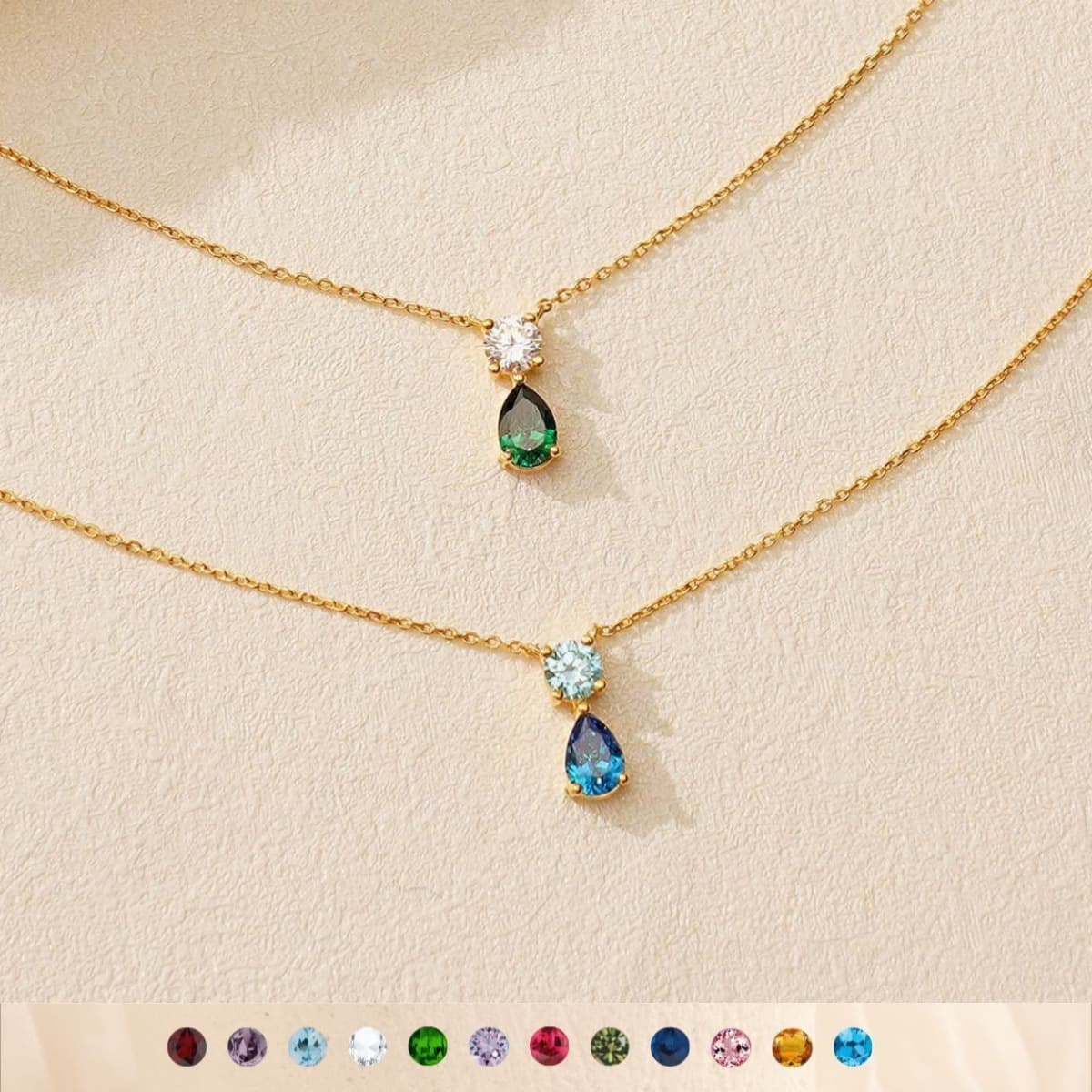 Women's Jewelry Titanium Steel 12 Birthstone Birthstone Zircon Retro Literary Necklace Clavicle Chain High Color Preservation 18K Gold Plated Necklace
