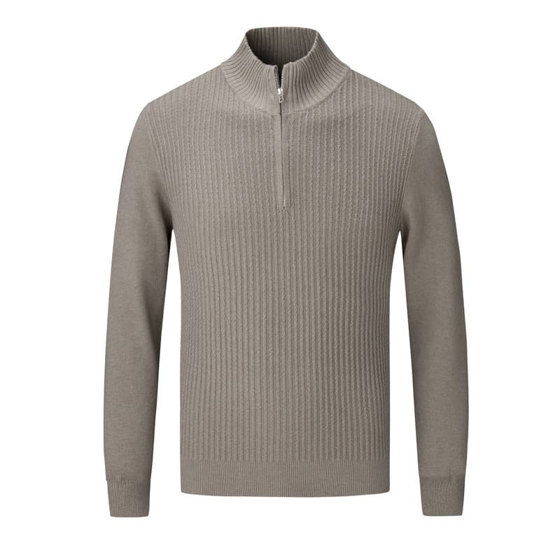Men's Clothing autumn and winter foreign trade new men's long sleeved twisted half high collar zipper knit sweater bottoming top men