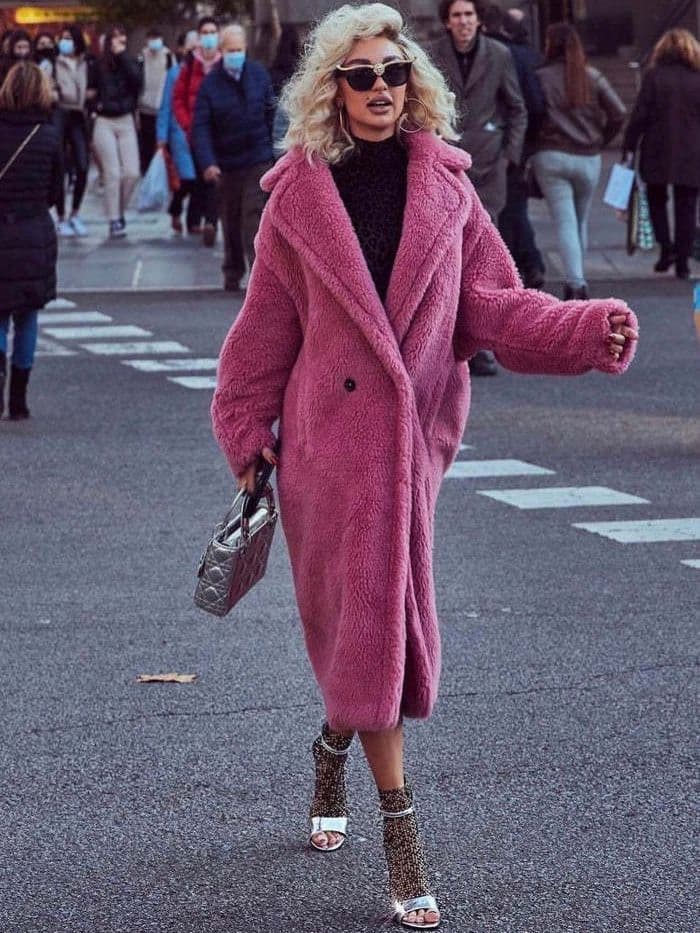 Women's Clothing Mid-length Large Windbreaker Lamb Wool Autumn And Winter New Loose Coat Solid Color Coat