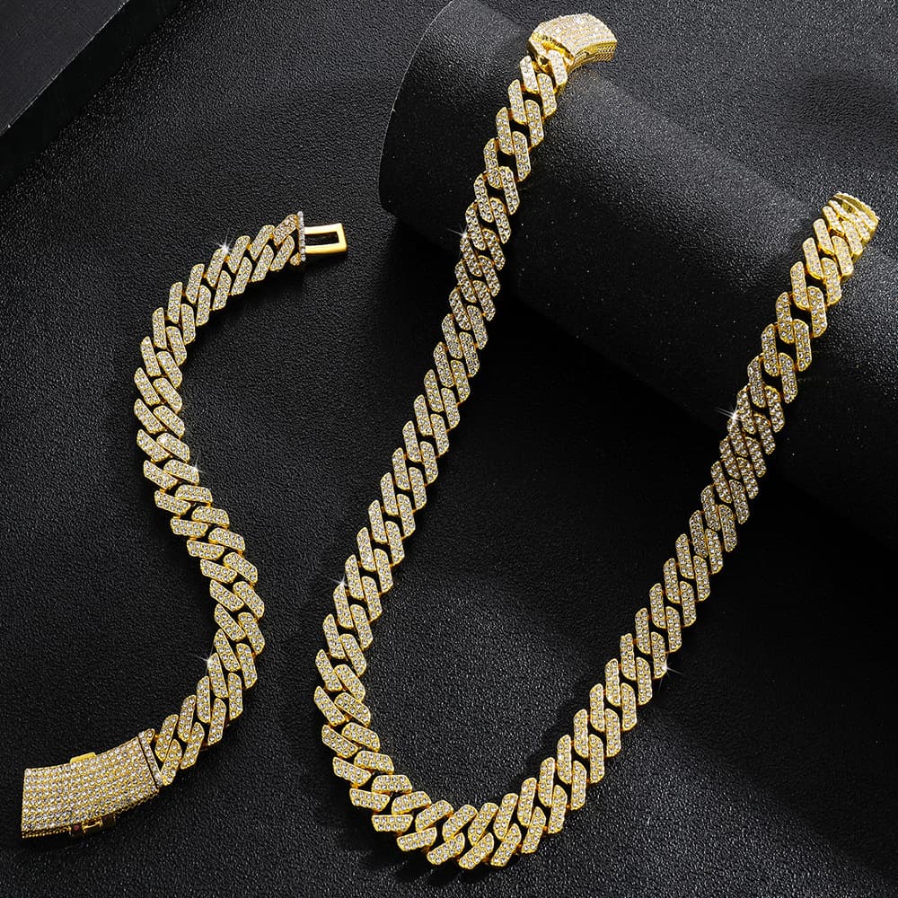 Hip Hop Jewelry Cuban Necklace Personality Trendy Brand Men's Bracelet Rapper Men And Women HIPHOP Jewelry
