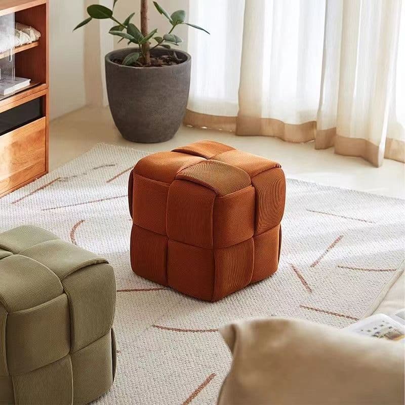 Low Home Sofa Fabric Small Square Children's Solid Wood Shoe Changing Stool Internet Celebrity Creative Cube Footstool