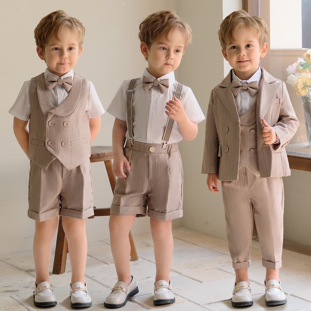Baby Clothes Children's Suit Boy Suspenders Long Shorts Waistcoat Shirt Suit Activity Flower Child Dress