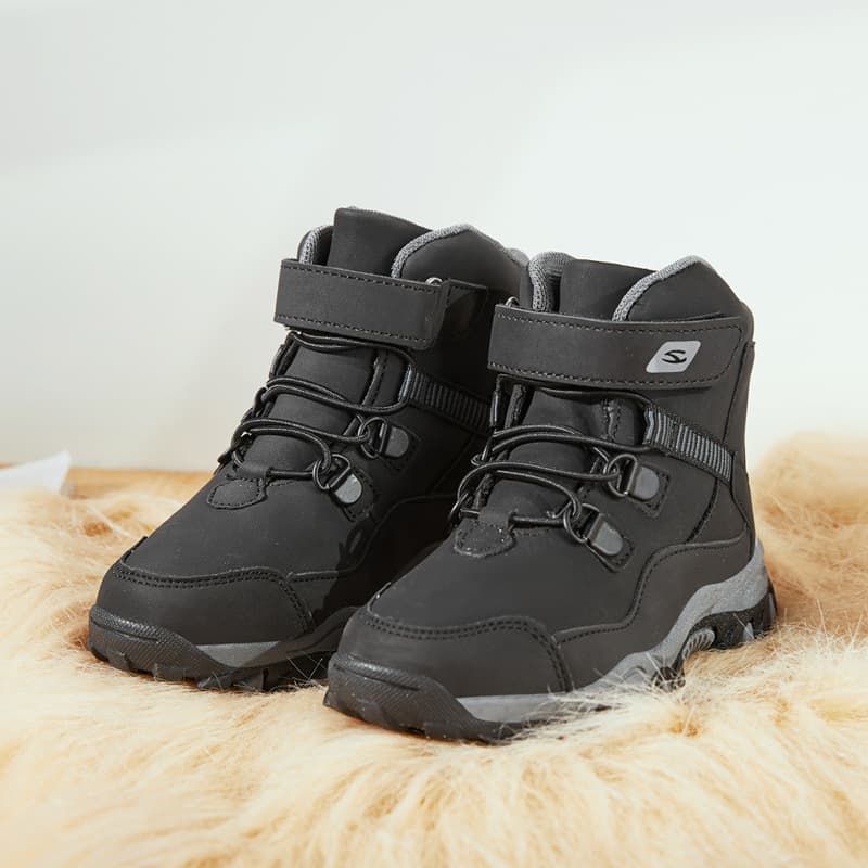 Winter High-Top Kids' Sneakers With Fleece Lining - Warm Comfortable Snow Boots For Boys, Non-Slip Rubber Sole, Adjustable Hook & Loop Closure