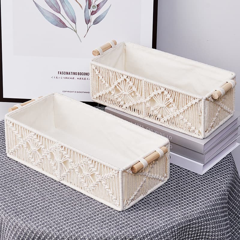 Woven storage box Household woven dustproof storage box Toys and snacks storage basket Desktop storage box
