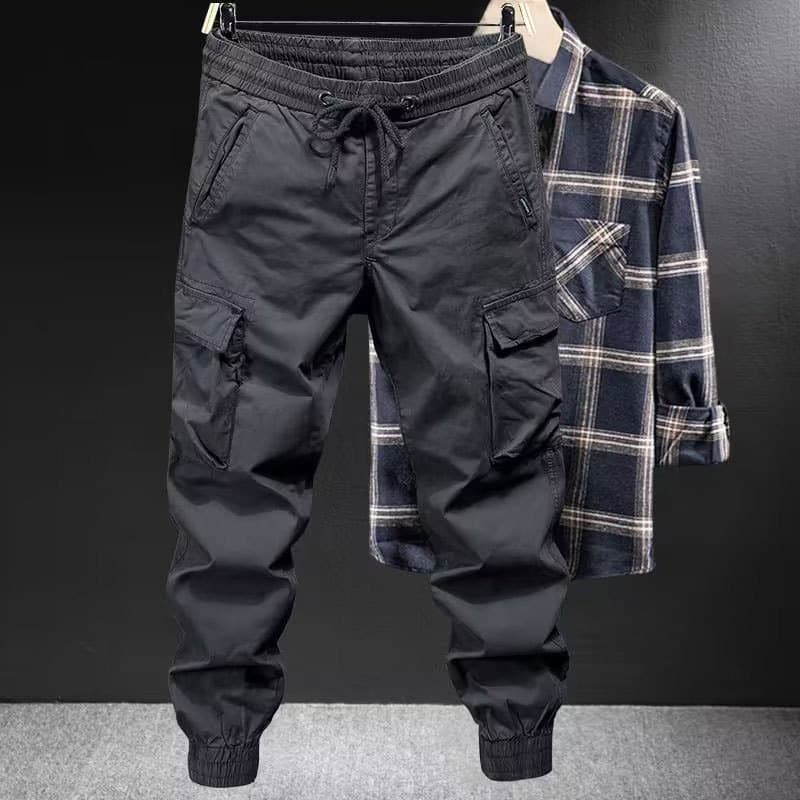 Men's clothing Design niche trend overalls fashionable youth popular cuff solid color casual pants loose summer new men