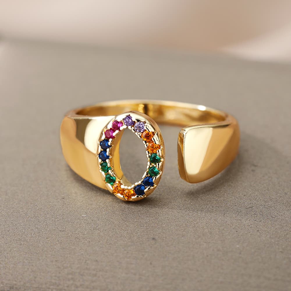 Ready Stock Zircon Initial Letter for Women Stainless Steel Initials Adjustable Rings 2024 Trend Wedding Alphabet Name Jewelry Gift