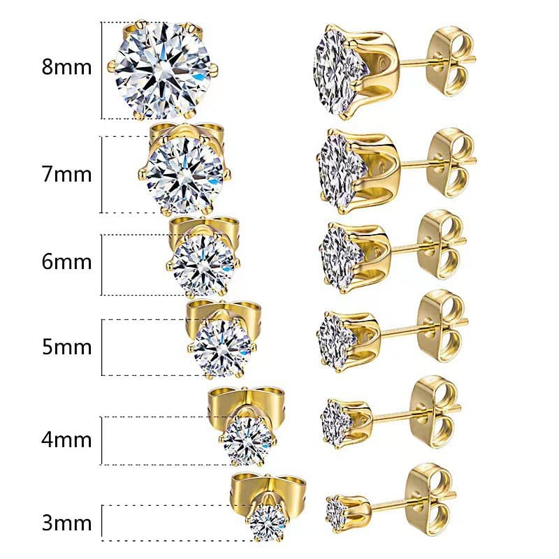 Super Flash Size Zircon Earrings Simple Small Ear Bone Studs Ear Hole Earrings Unisex Advanced Zircon Earrings