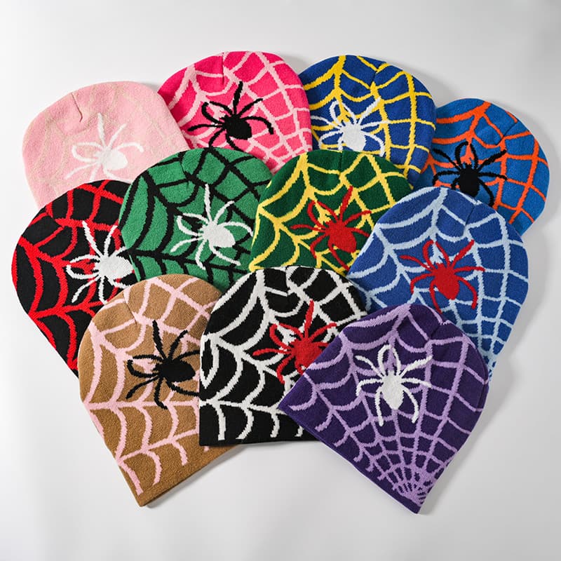 Bonnets et Skullies pour hommes, bonnets en tricot jacquard en toile d'araignée, bonnets chauds pour hommes et femmes, bonnets de dessin animé, cadeaux d'hiver élégants et luxueux