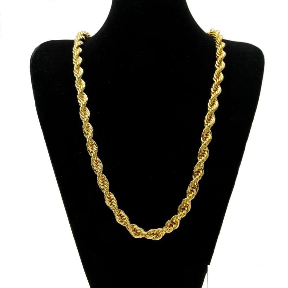 Chains 10Mm Thick 76Cm Long Rope Twisted Chain Gold Plated Hip Hop Heavy Necklace For Mens Drop Delivery Jewelry