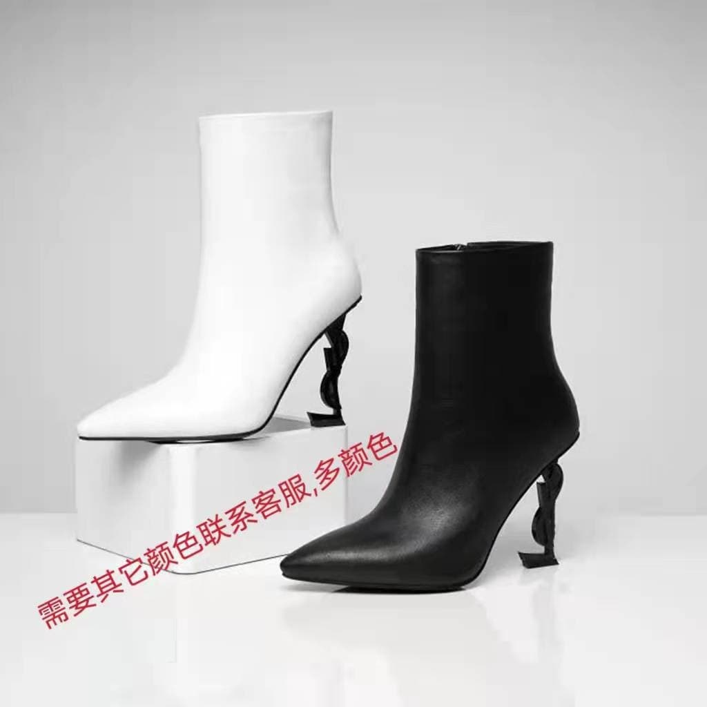 Bottes Martin à talons hauts, courts et fins, en cuir laqué, à bout pointu, style britannique, polyvalentes et à la mode, 2020