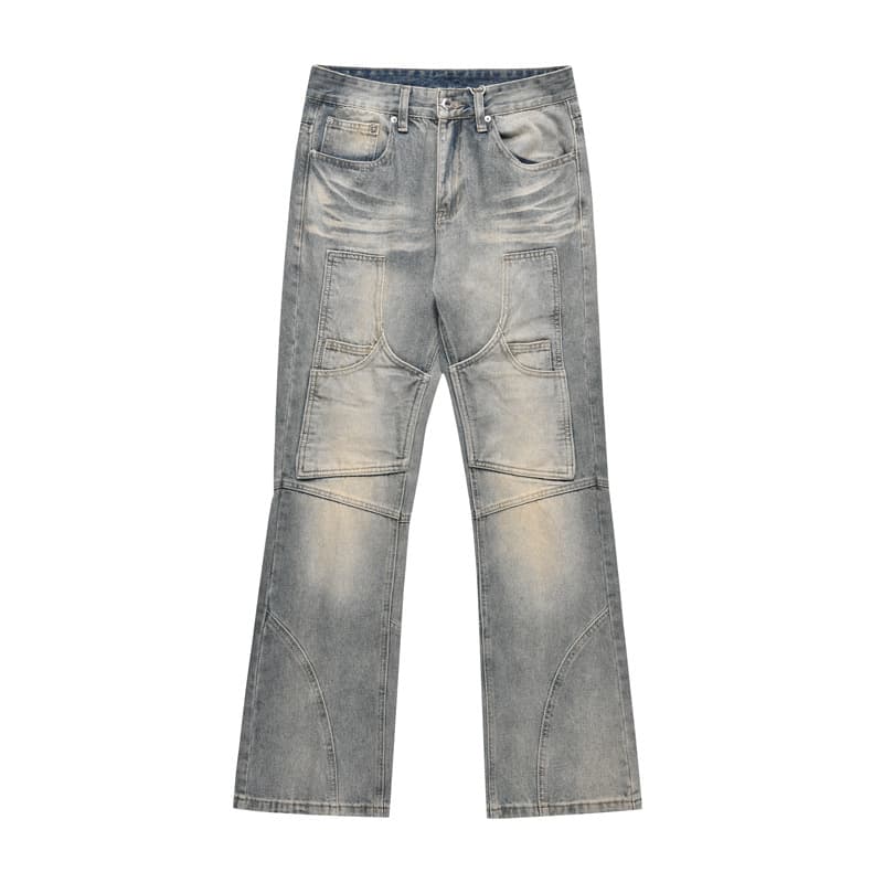Men's Clothing Fashion new creative design high-grade washed straight jeans men's and women's Fashion brand ins loose wide-leg pants