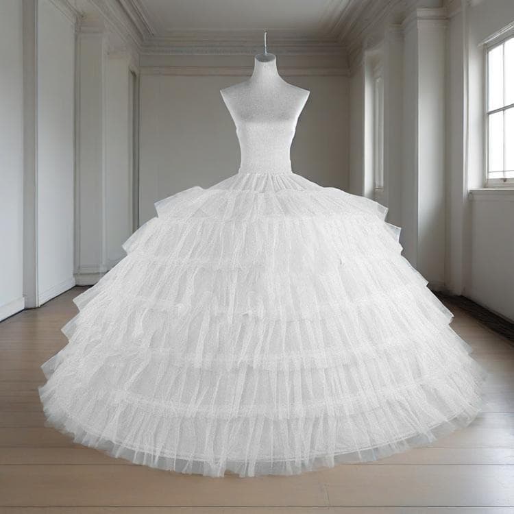 6-Hoop Adjustable Petticoat For Lolita/Wedding Dresses – Fluffy Tulle Crinoline Underskirt (White)