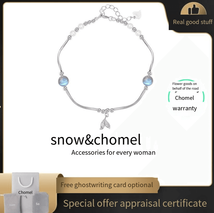 SNOW&HOMEL sterling silver fishtail ins niche design light luxury women's summer moonlight stone best friend bracelet