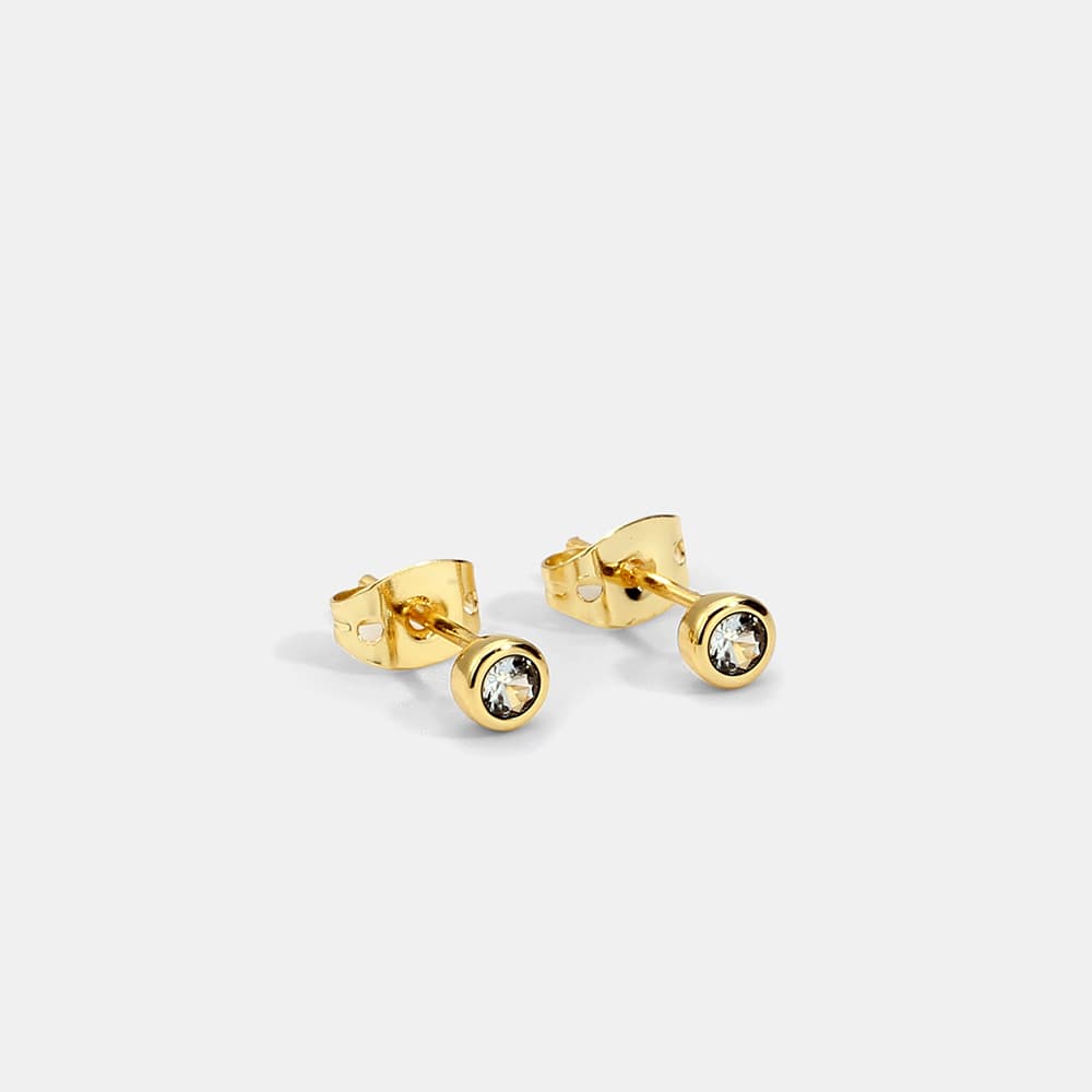 Silver Needle Zircon Earrings Female Temperament Simple Geometric Round Ear Bone Studs Mini Earrings
