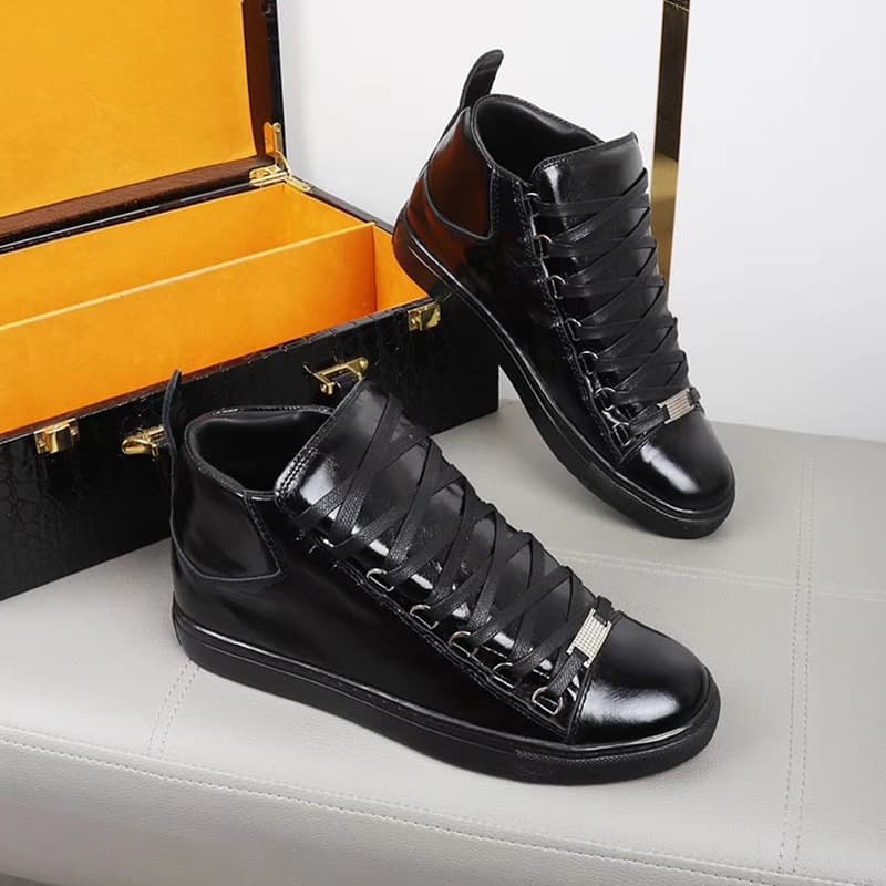 2023 New Fashionable Trendy For Students In Paris Business Leather High Top Casual Men's Shoes