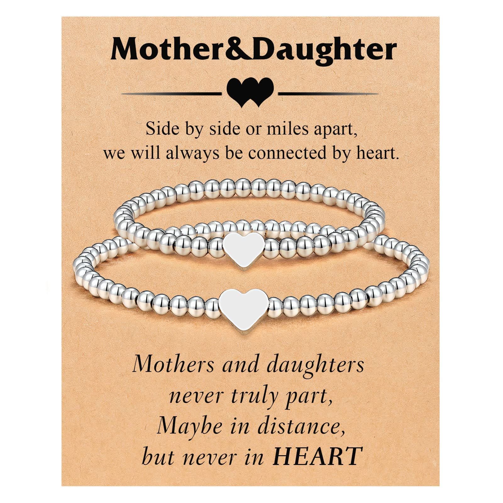 Women's Jewelry Mother And Daughter Bracelet Set Daughter Girl Gift Silver Bead Chain Bracelet Stainless Steel Love Bracelet Set