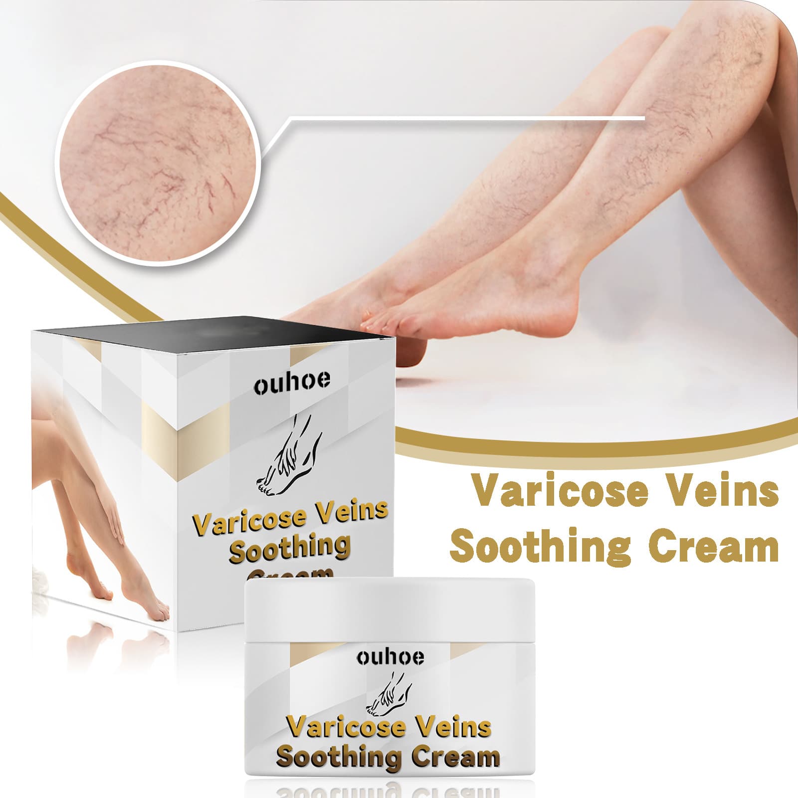 OUHOE Venous Repair Relieve Protruding, Acid Pain, Swelling, Moisturizing Massage, Soothing Worm Leg Care Cream