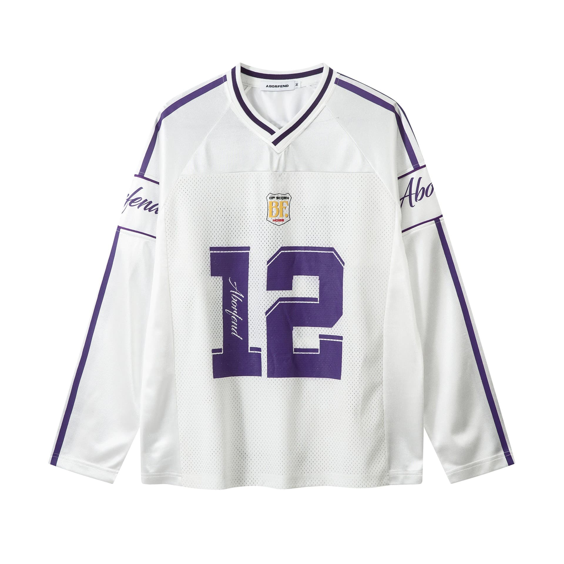 Men's Clothing Retro Letter Print Mesh Jersey Long Sleeved T Shirt Couple Loose Hiphop Top
