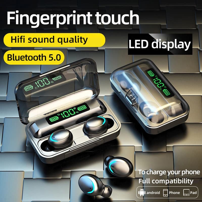 Touchscreen TWS Earbuds – Bluetooth 5.2, Digital Display, Stereo Sound, Secure Fit For Sports & Workouts