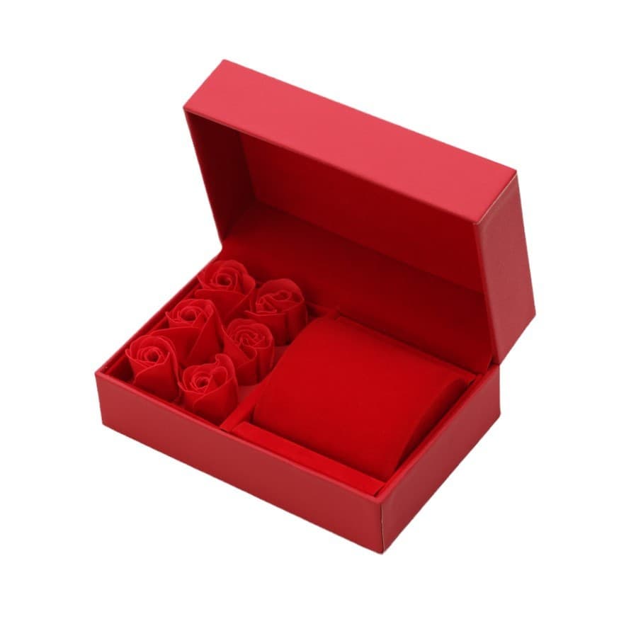 Watch Box Pu Clamshell Rose Gift Box For Men And Women Valentine's Day Gift Storage And Packaging Watch Box Set