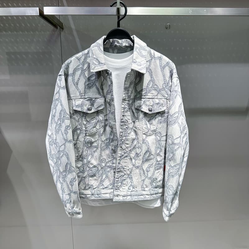 Men's Clothing Spring New Jacquard Denim Jacket Fashion Embroidery Men's Loose Jacket Lapel Coat Trend B2bje1111