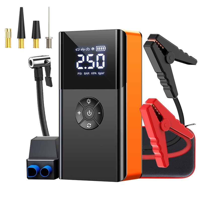 Jump Starter Air Pump Combo Car Battery Emergency Power Bank Ignition Tool