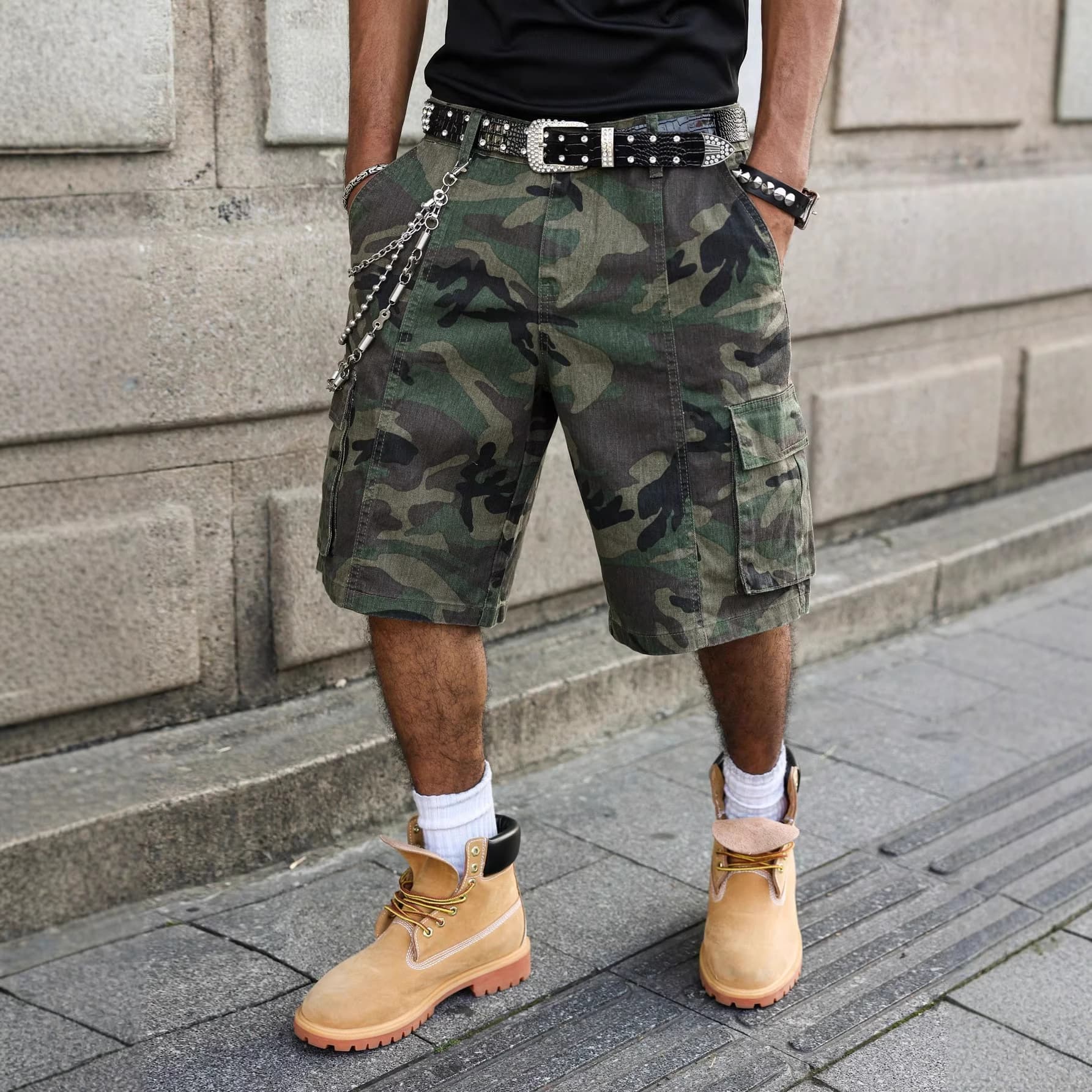 Men's Summer Casual Loose Wide Leg Denim Shorts Fashion Street Style American New