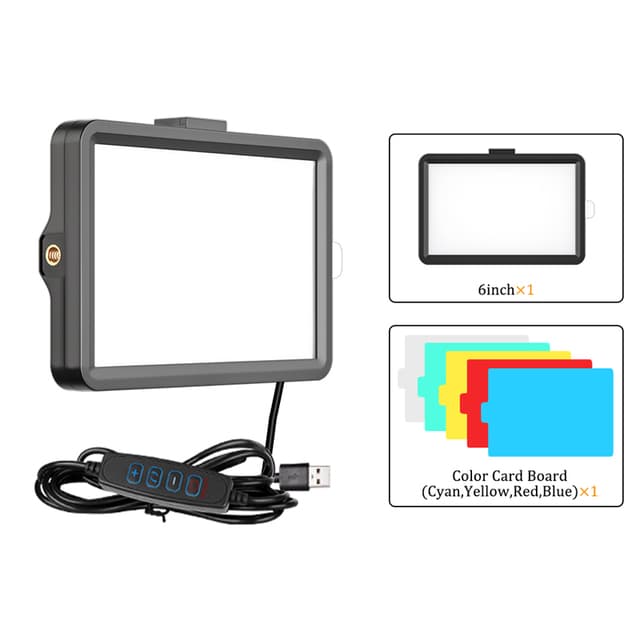 LED Video Light Photography Selfie Dimmable Panel Lighting Photo Studio Live Stream Fill Lamp Three Color