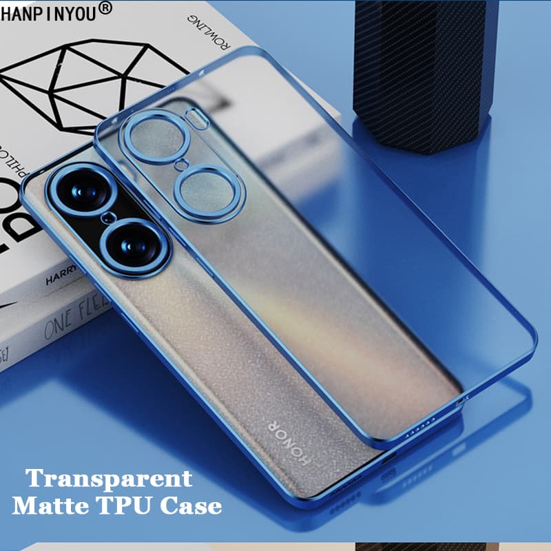 Plating Frame Transparent Matte Anti Fingerprint TPU Case For Honor 50 60 70 Pro Plus Airbag Anti-drop Full Cover Shell