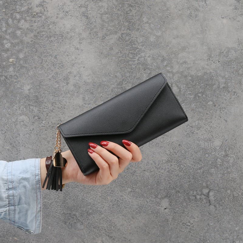 Long Hand held Trendy Heart shaped Pendant Simple Fashion Multifunctional Litchi Pattern Women's Wallet