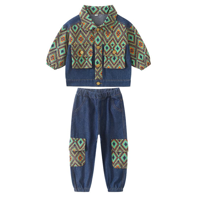 Mother & Kids Boys Autumn Denim Suits New Children's Clothing For Small And Medium Sized Boys Fashionable Clothes